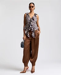Avec Les Filles Women's Sleeveless Ruffle Top