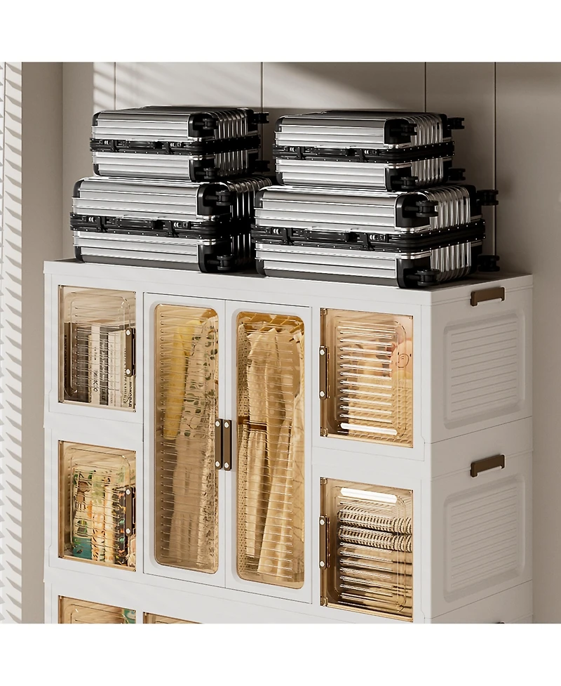 Clihome Portable Wardrobe Closet Organizer, Cubes, Magnetic Doors, Hanging Rods, Hangers
