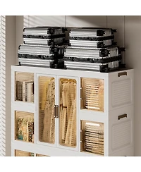 Clihome Portable Wardrobe Closet Organizer, Cubes, Magnetic Doors, Hanging Rods, Hangers