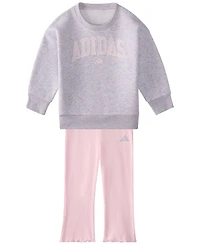 adidas Baby Girls' Long-Sleeve Sweatshirt and Pants, 2-Piece Set