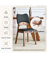 Rainsken Solid Wood Dining Chair Set of 2, cushion Hollowed Out Design Backrest, Mid Century Chair, for Room, Kitchen