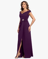 Betsy & Adam Petite Off-The-Shoulder Gown Dress