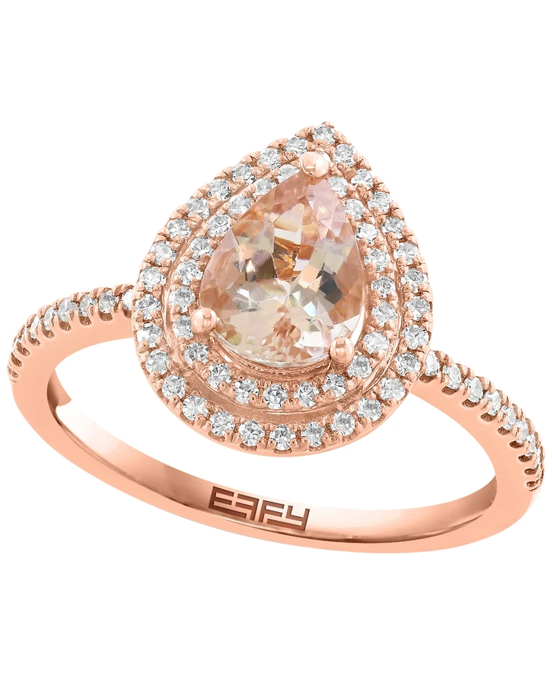 Effy Collection Morganite (7/8 ct. t.w.) & Diamond (1/4 ct. t.w.) Ring in 14k Rose Gold