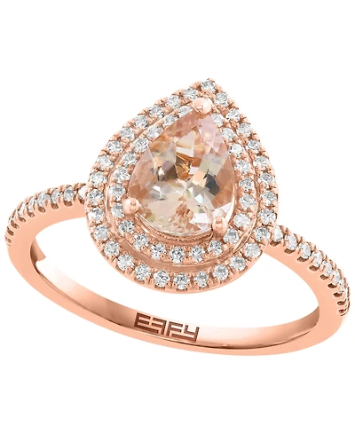 Effy Collection Morganite (7/8 ct. t.w.) & Diamond (1/4 ct. t.w.) Ring in 14k Rose Gold
