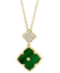 Effy Collection Malachite & Diamond (1/10 ct. t.w.) Pendant Necklace in 14k Yellow Gold