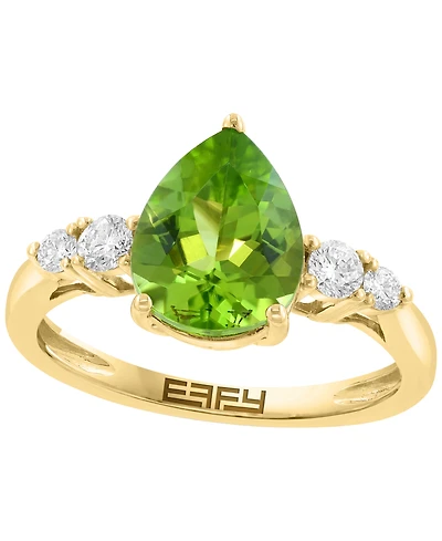 Effy Collection Peridot (2-1/3 ct. t.w.) & Diamond (1/4 ct. t.w.) Ring in 14k Yellow Gold