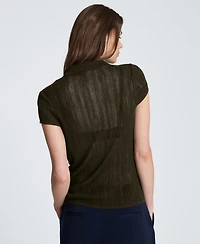 Kenneth Cole Women's Short-Sleeve Polo Sweater Top