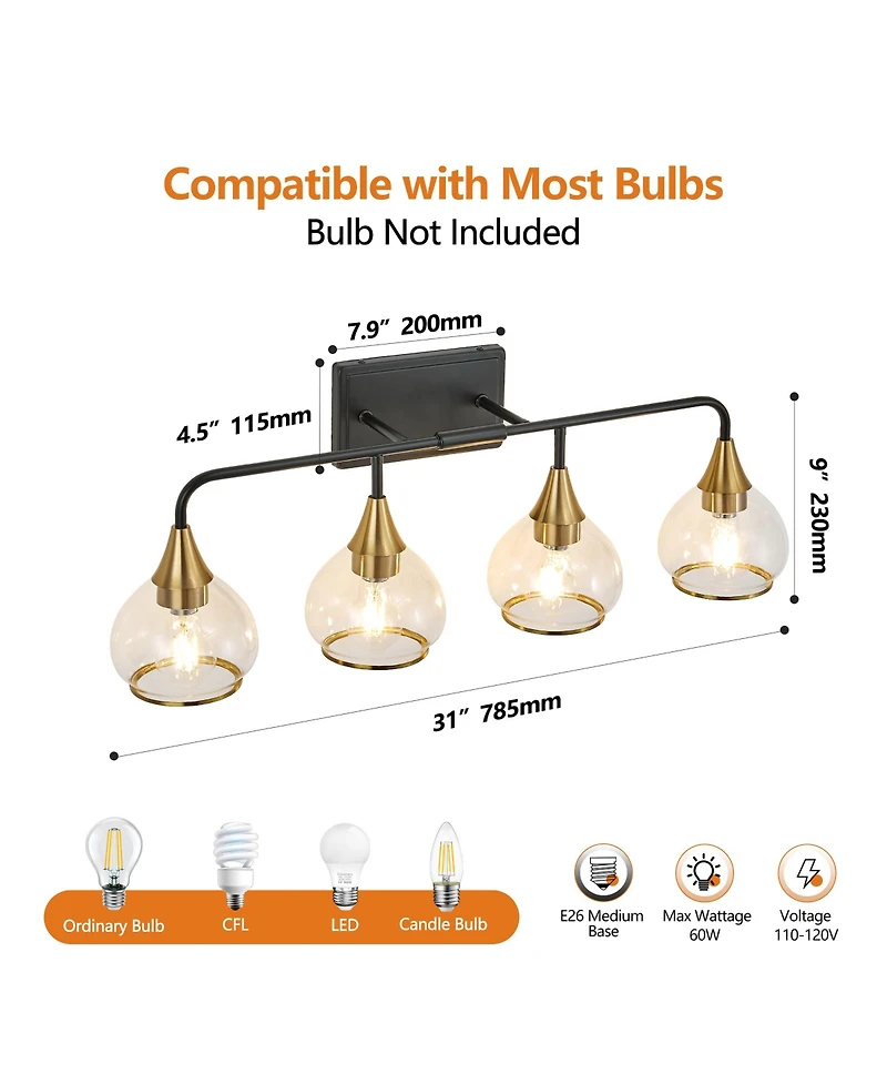 Midola 31" Modern 4-Light Vanity Wall Sconce
