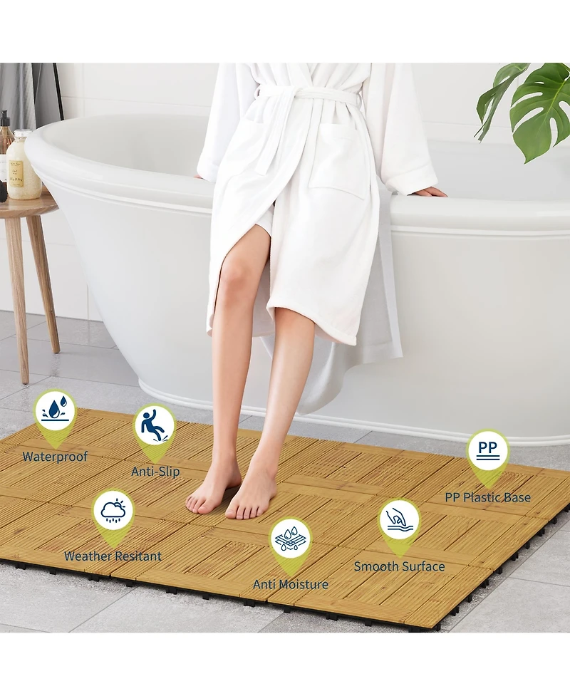 gaomon Water Resistant Wood Patio Flooring Deck Tiles for Indoor and Outdoor Use