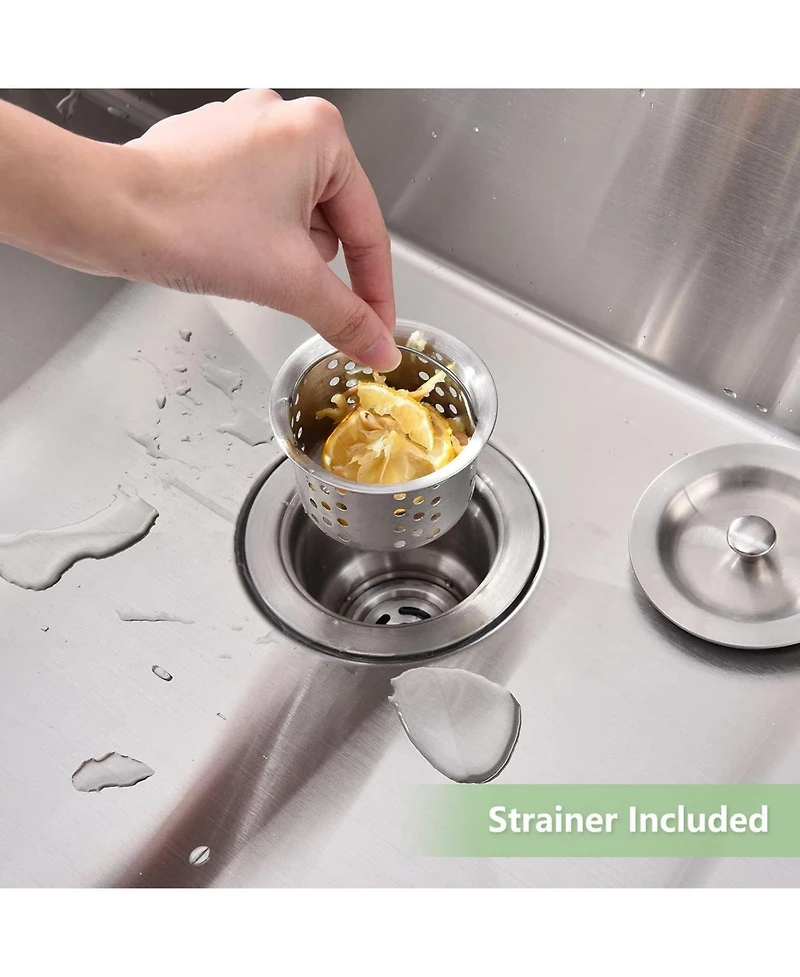 Gaomon Undermount Kitchen Sink 16 Gauge 304 Stainless Steel Single Bowl Deep Flat Bottom with Grid and Drain Kit