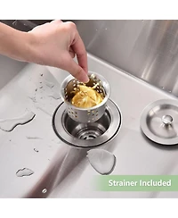 Gaomon Undermount Kitchen Sink 16 Gauge 304 Stainless Steel Single Bowl Deep Flat Bottom with Grid and Drain Kit