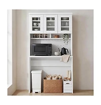 gaomon H Kitchen Cabinet with Trash Can Storage – Trash Can Cabinet with Microwave Stand, 35.4" Wide Kitchen Pantry for Dining Room