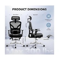 Gaomon Ergonomic Mesh Office Chair with 3D Adjustable Headrest Armrest and Retractable Footrest