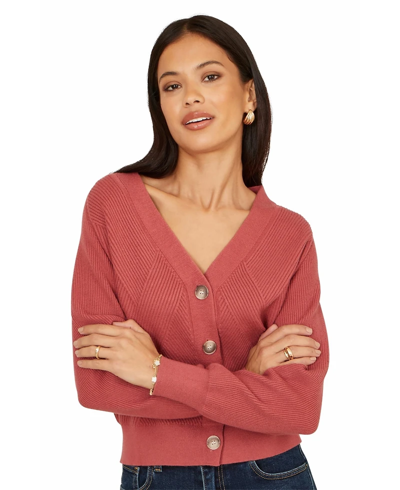 Yumi Women's Relaxed Fit With Stitch Detail Cardigan