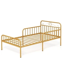 Slickblue Twin Size Bed Frame with Headboard and Safety Side Guardrails