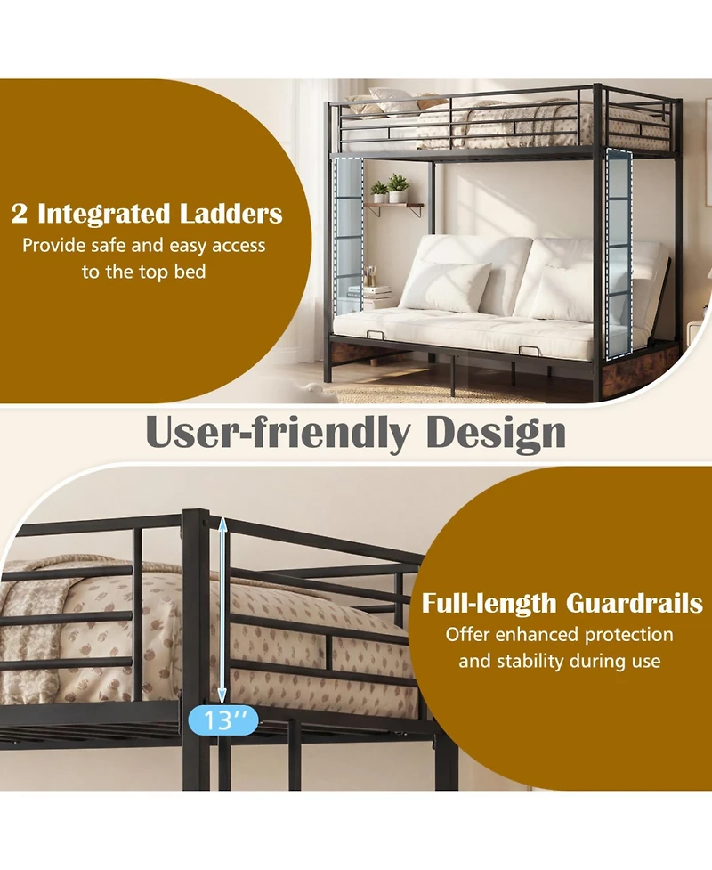 Slickblue Metal Bunk Bed Frame with Headboard and Footboard, Strong and Long-Lasting