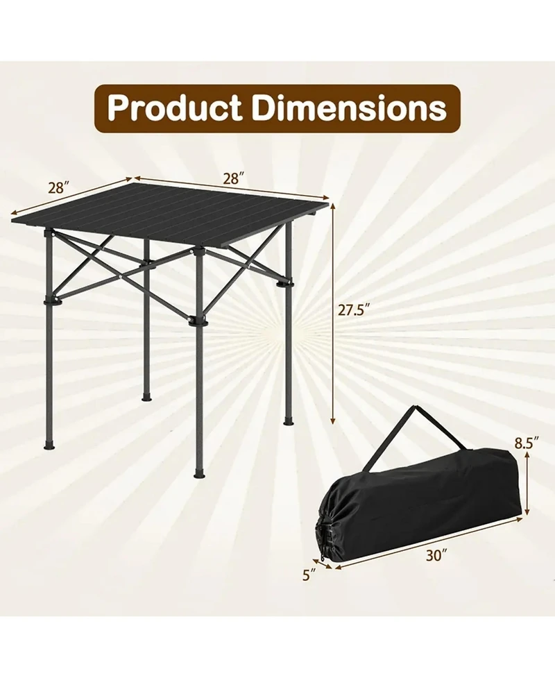 Yiortwo Portable Roll-Up Camping Table with Carry Bag, Aluminum Outdoor