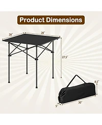 Yiortwo Portable Roll-Up Camping Table with Carry Bag, Aluminum Outdoor
