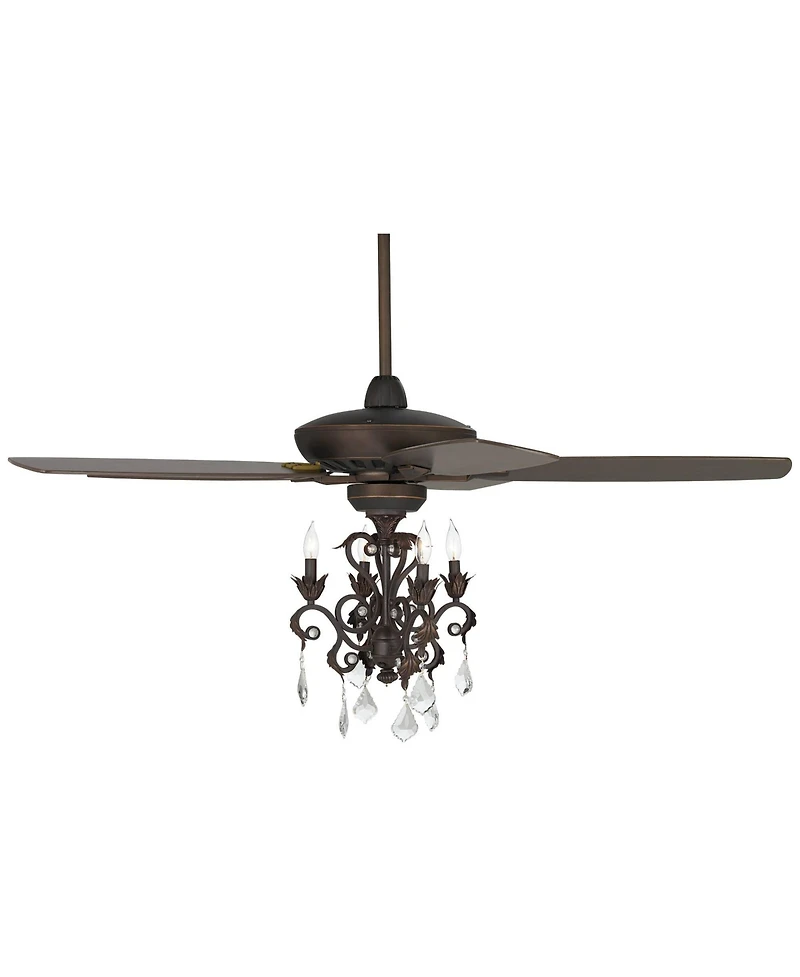 Casa Vieja 52 inch Indoor Ceiling Fan with Light Led Dimmable Remote Crystal Chandelier