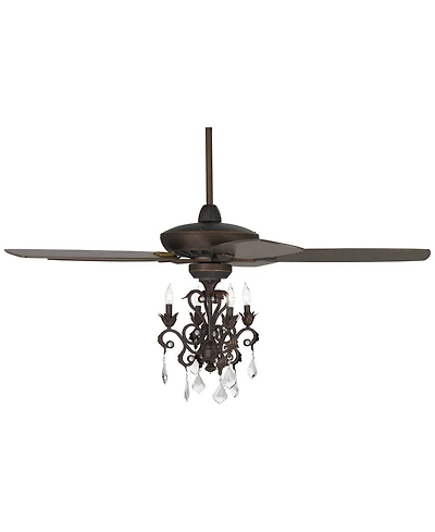 Casa Vieja 52 inch Indoor Ceiling Fan with Light Led Dimmable Remote Crystal Chandelier