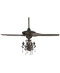 Casa Vieja 52 inch Indoor Ceiling Fan with Light Led Dimmable Remote Crystal Chandelier