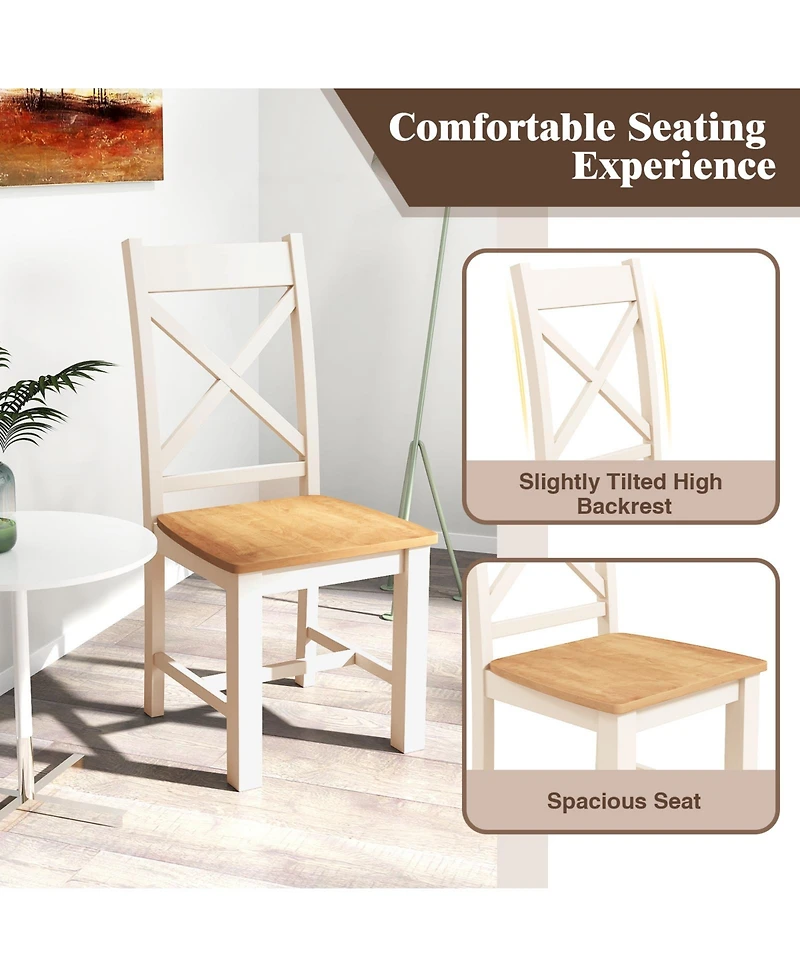Gymax Modern Wooden Dining Chairs Set of 4 w/ High Back Rubber Wood Frame Armless
