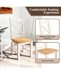 Gymax Modern Wooden Dining Chairs Set of 4 w/ High Back Rubber Wood Frame Armless