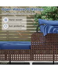 Sugift Outdoor Wicker Daybed with Retractable Canopy and Cushioned Double Seat, 60 in