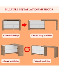 Homsee L-Shaped Desk with Storage - Adjustable Corner Computer Desk | Office Desk with Drawers