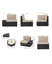 Asagikoiai Pe Rattan Outdoor Modular Sectional Sofa Set with Table and Cushions