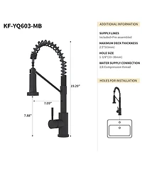 Phying Bothwa Home Cupc Certified 19" Single Handle Kitchen Faucet