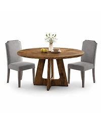 homfan 3-Piece Round Dining Table Set with 2 Chairs, Space-Saving Kitchen Table for 4-6