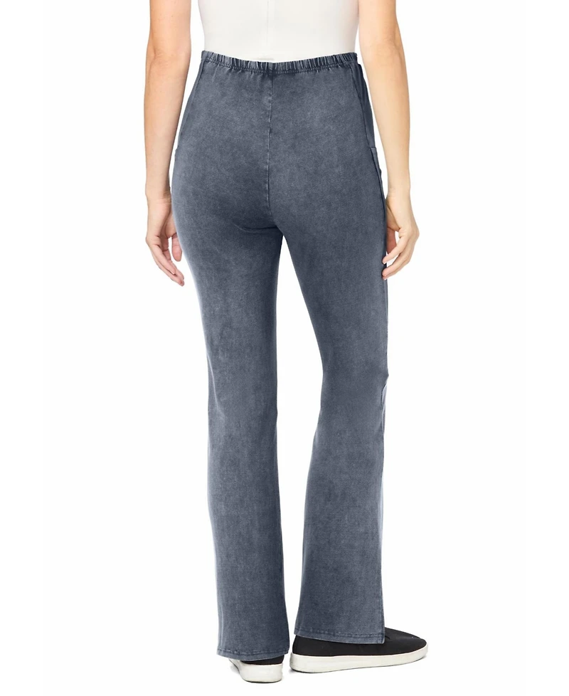 Woman Within Plus Stretch-Cotton Knit Pull-On Bootcut Pocket Leggings