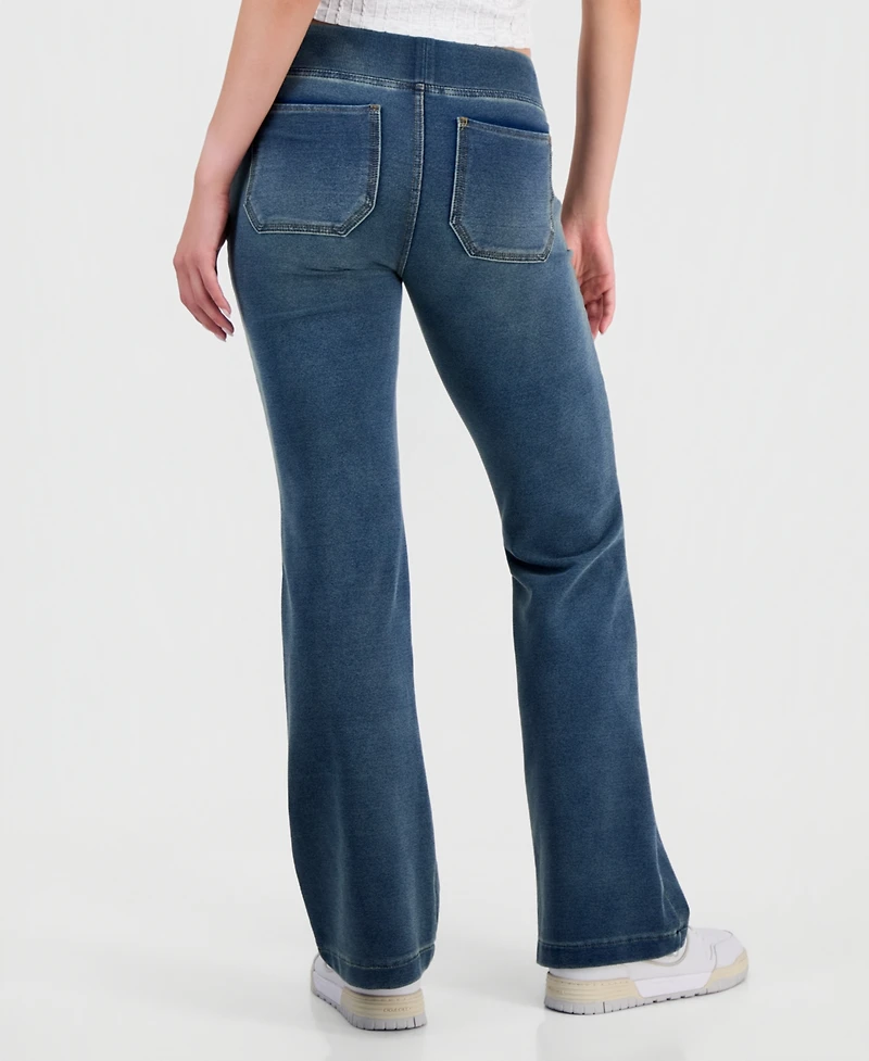 Vanilla Star Juniors' Fleece-Knit Drawstring-Waist Bootcut Jeans