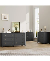Homfan Modern Drawer Dresser for Bedroom, Wooden Dressers Chest with Clothes Storage Cabinet for Bedroom, Hallway, Living Room, Easy Assembly