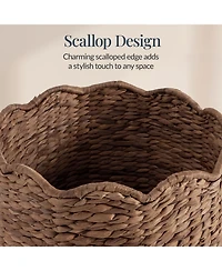 Best Choice Products Scalloped Large Round Laundry Hamper, Handwoven Basket and Organizer