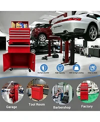 homfan 20 in. 5-Drawer Garage Tool Box with Locking Cabinet for Workshop, Heavy Duty Steel Rolling Tool Chest Organizer