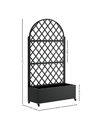 Streamdale Furniture 73" Metal Raised Garden Bed with Trellis, Drainage, and Lockable Wheels