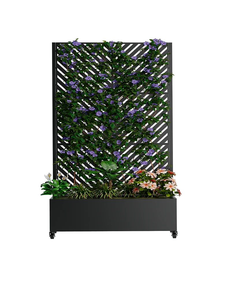 Streamdale Furniture Metal Raised Garden Bed with Trellis, 73"x47"x16