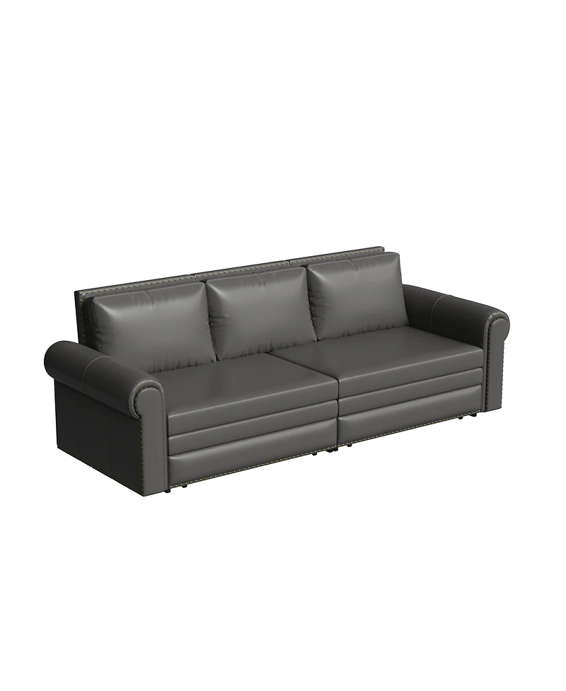 Streamdale Furniture Chesterfield King Pull Out Sofa Bed, Faux Leather Sleeper