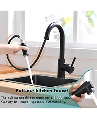 Phying Pull Down Sprayer Sink Faucet Black Modern Multifunctional Faucet Design for Kitchen Bathroom Mini Bar Prep Counter