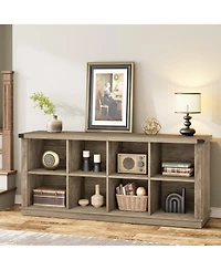 gaomon 8 Cube Storage Organizer Bookcase, 62 in Farmhouse Horizontal Wood Shelf for Entryway