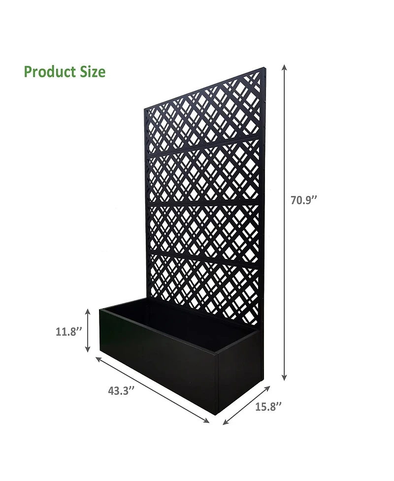 Streamdale Furniture Metal Raised Garden Bed with Trellis, 70.9"H x 43.3"W x 15.8"D