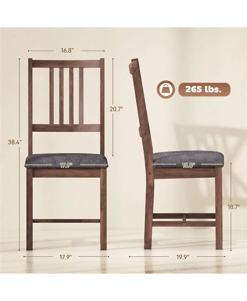 Clihome Modern Dining Chairs Set of 2 - Rubberwood Kitchen Chairs with Padded Seat