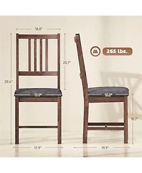 Clihome Modern Dining Chairs Set of 2 - Rubberwood Kitchen Chairs with Padded Seat