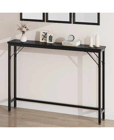 homfan 5.9" Narrow Sofa Table, Skinny Console Table with Storage, Slim Behind Couch Table for Living Room Entryway