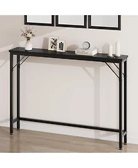 homfan 5.9" Narrow Sofa Table, Skinny Console Table with Storage, Slim Behind Couch Table for Living Room Entryway