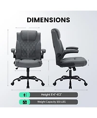 homfan Pu Leather Office Chair with Flip-Up Armrests, High Back Executive Desk Chair, 360degree(s) Swivel and Adjustable Height