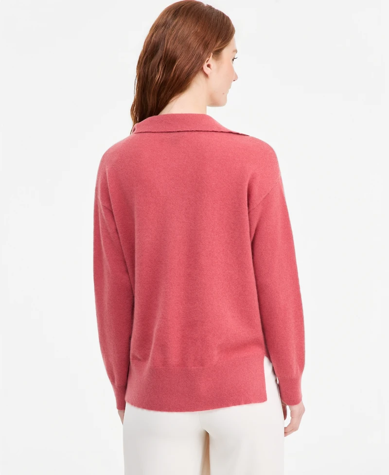 Charter Club Women's Johnny-Collar Cashmere Long-Sleeve Sweater, Macy's Exclusive