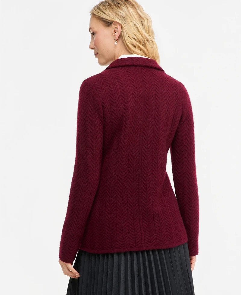 Charter Club Women's 100% Cashmere Herringbone Stitch Blazer, Macy's Exclusive